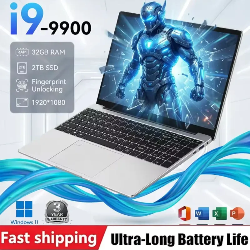 HOT 14.1 Laptop 32GB 2TB Windows 11 Intel Core I9 9900 Gaming Computer PC 1920*1080 HD Gamer Office Ultra Slim Notebook