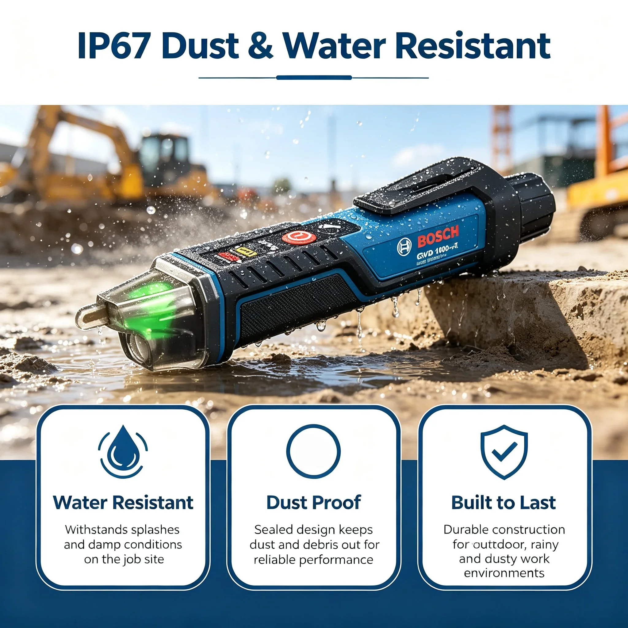 Professional BOSCH GVD 1000-17 Live Cable Tester Pen Shockproof Body Visual Light Indication Wiring Detector
