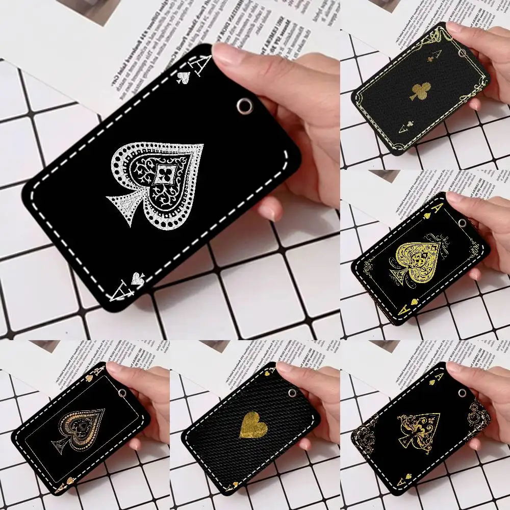 

Держатель для карт Ace Of Spade, подходит для кредитных карт, проездных билетов, прямоугольный брелок из мягкой кожи, защитный чехол для ключей