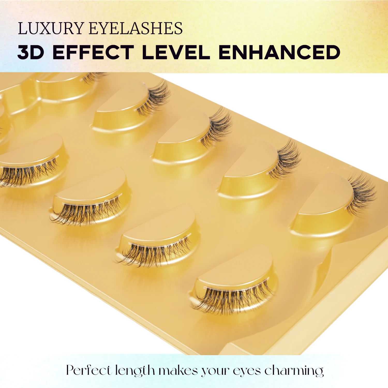 Half False Eyelashes with Transparent Band Wispy Cat-Eye Look Natural Short Eyelashes Faux Mink False Eyelashes 5 Pairs Pack