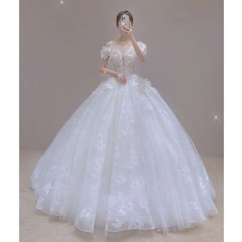 Wedding dress 2023 new bride senior texture vintage wedding dress big train dress