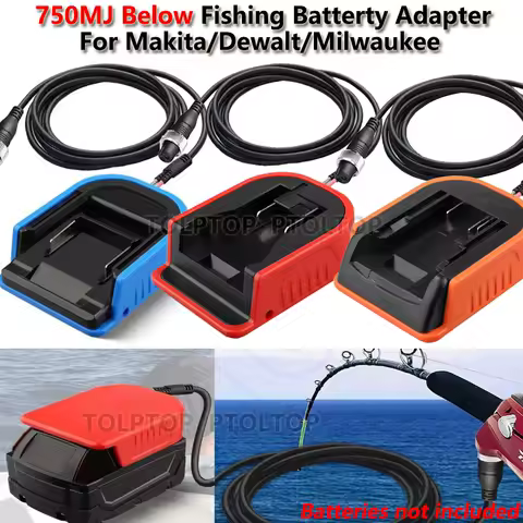 Fishing Batterty Adapter For Makita/Dewalt/Milwaukee 18V 20V Battery Work for Daiwa/Shimano 14.4V Power Assist Reels 750MJ Under