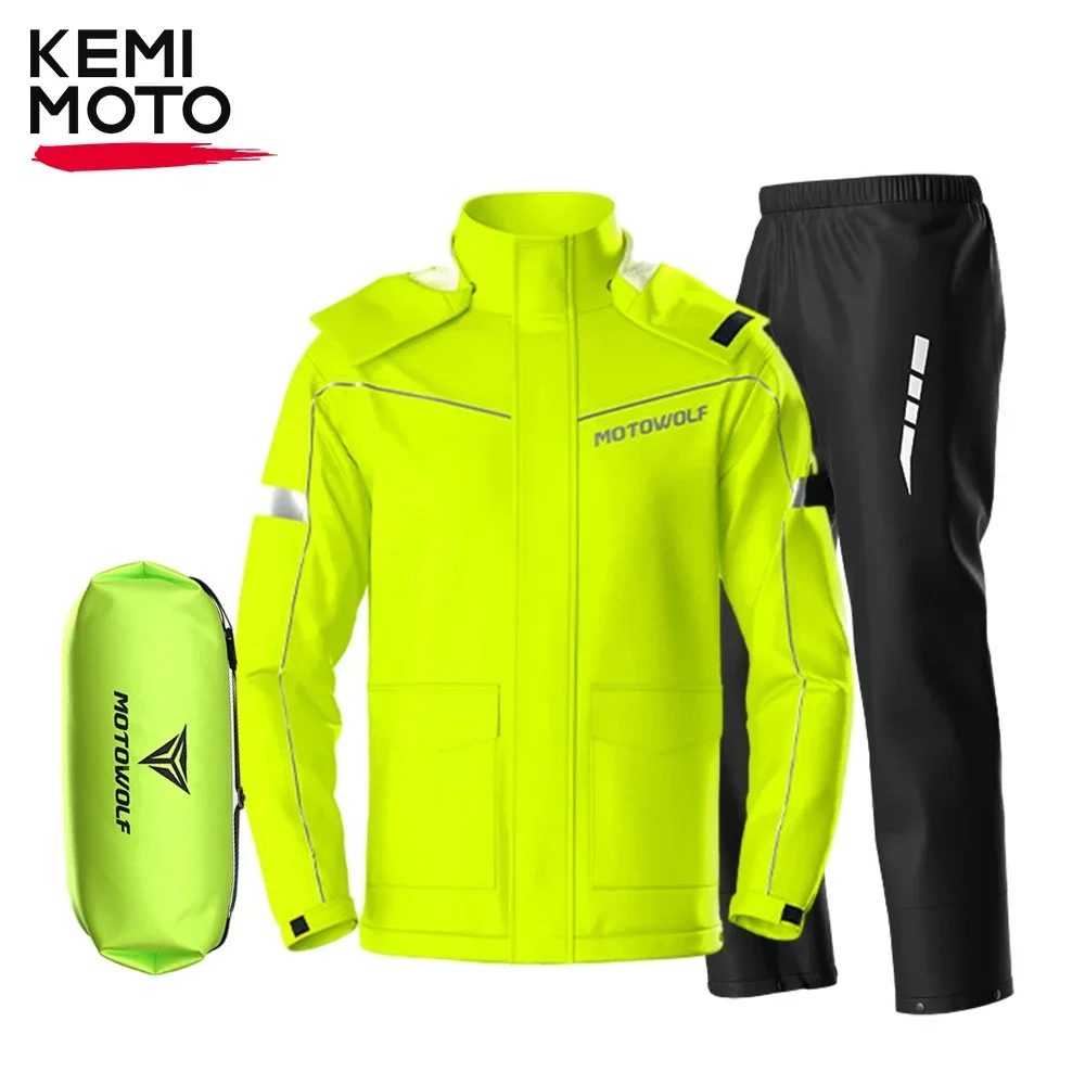 Chubasqueros para motocicleta, traje impermeable, luz de lluvia, portátil, chaquetas de lluvia divididas, pantalones de motorista, reflectantes, cómodos y duraderos