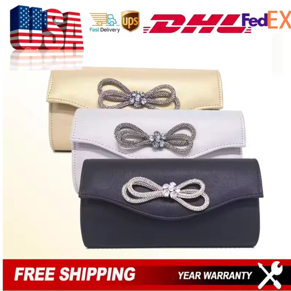 

Сумочка для женщин, сумка-клатч с бантом и цепочкой, блестящий клатч с кристаллами и бантом, сумка через плечо, сумка на плечо