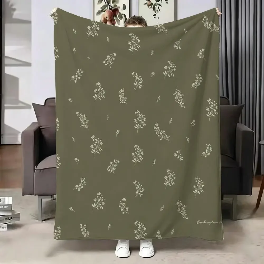 French-style mini floral print Throw Soft Warm Flannel Blanket, Multi-use Throw for Bed Sofa Office Air Conditioning Nap Blanket