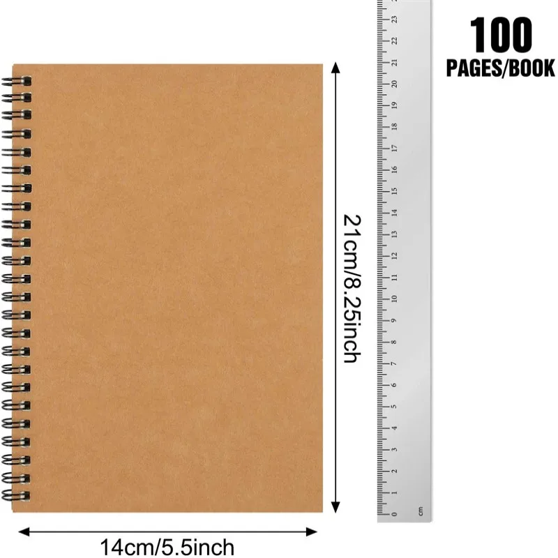 Cuaderno de bocetos en espiral Retro, cuaderno de papel Kraft, pintura de bocetos, diario, Bloc de notas, libros, suministros de papelería escolar,
