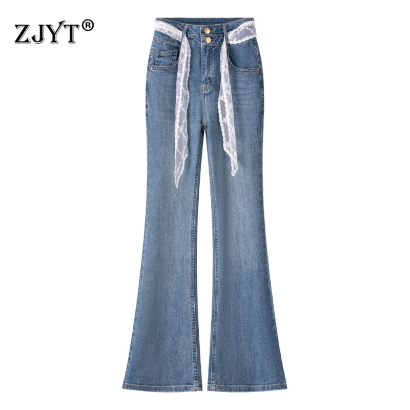 

ZJYT расклешенные джинсы для женщин, весна 2026, уличная мода, элегантные повседневные джинсовые брюки, женская одежда, брюки, женские низы