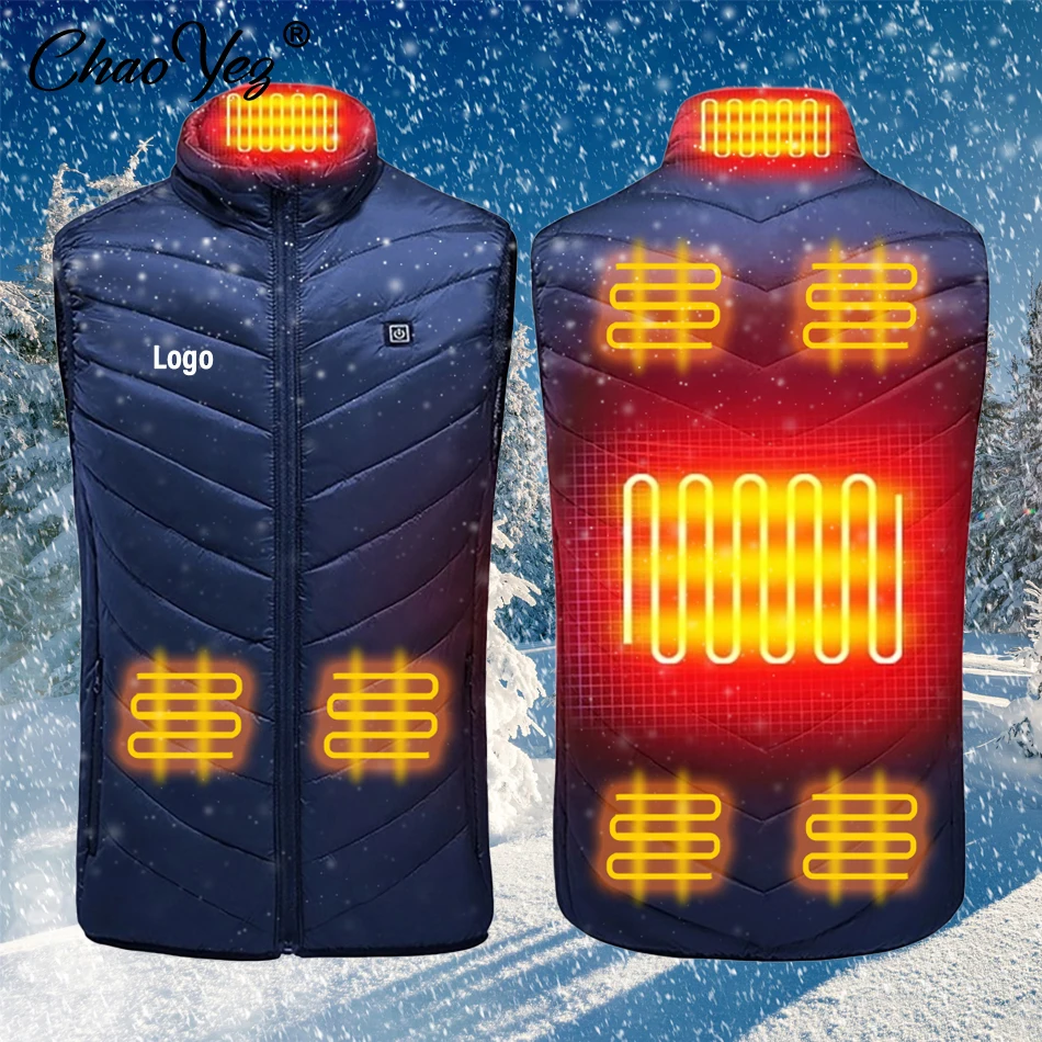 

DIY Logo Men USB Infrared 17 Heating Areas Vest Jacket Women Winter Electric Heated Vest Waistcoat For Male Sports Hiking 6XL