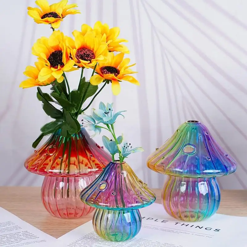 Glass Mushroom shape Vase For Wedding Reception For Flowers Table Vase Tables Centerpieces Coffee Table, Bookshelf Home Living
