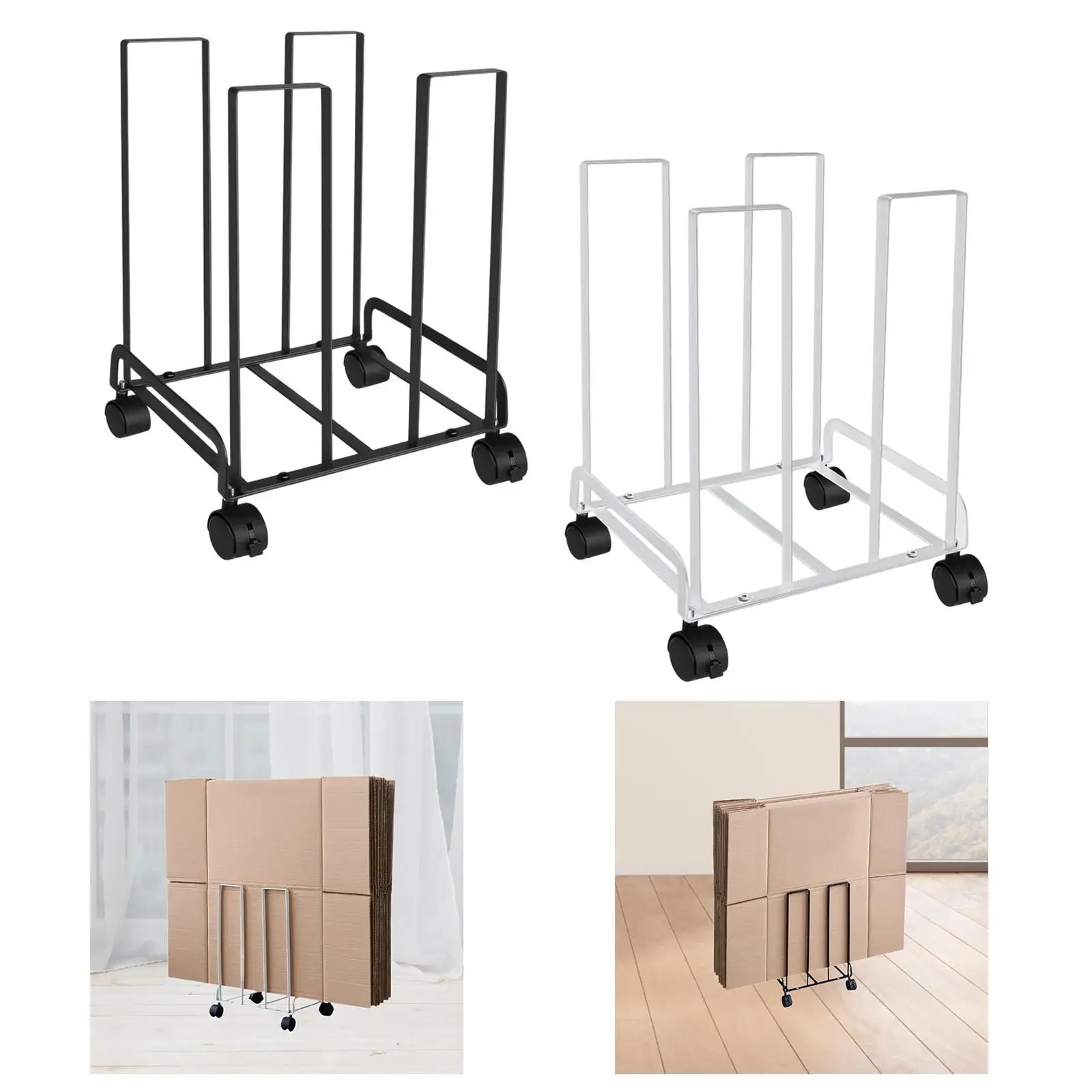 

Carton Storage Rack with 360° Swivel Casters Sturdy Accessory Versatile Mobile Cardboard Stand 12.2x10.2x17.1inch Metal Frame