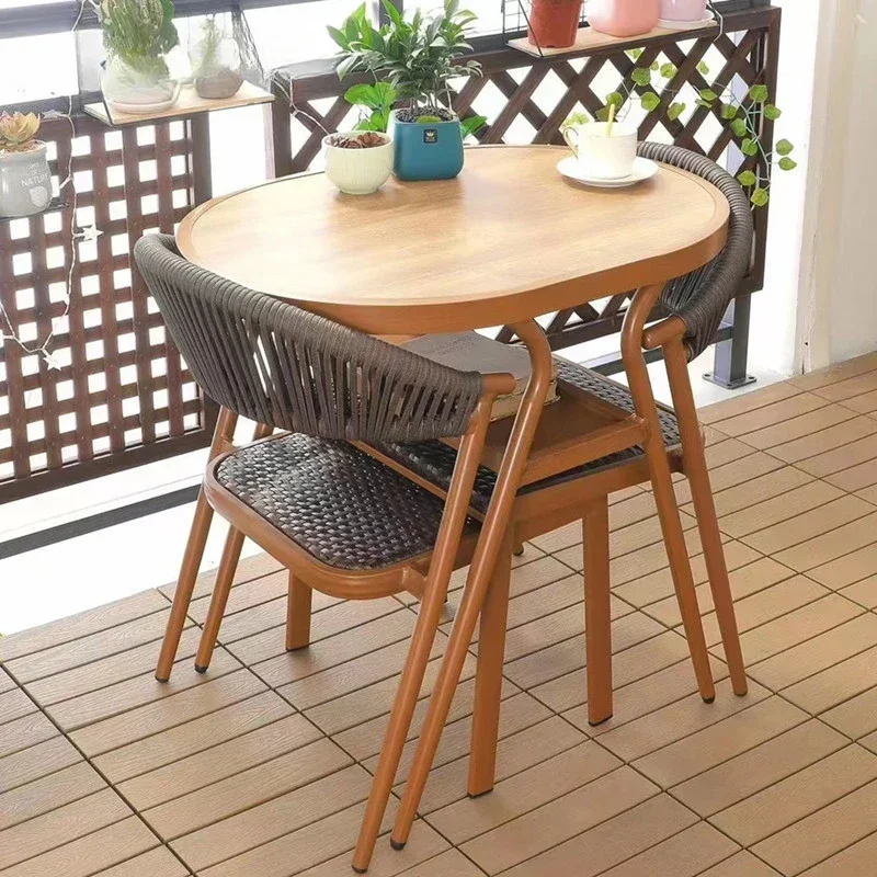 

Outdoor table and chairs,leisure net red rattan woven tea table and chairs, one table and two chairs, simple open-air