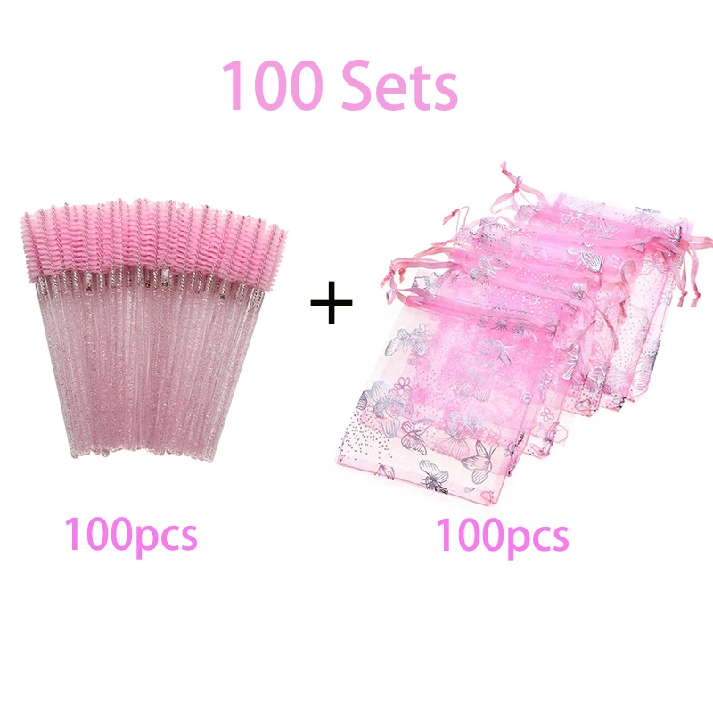 300/200/100/50 Sets Pink Eyelash Bag Colorful Butterfly Eye Lashes Packaging Box Beauty Gift Baggies Wholesale Lash Box Vendors