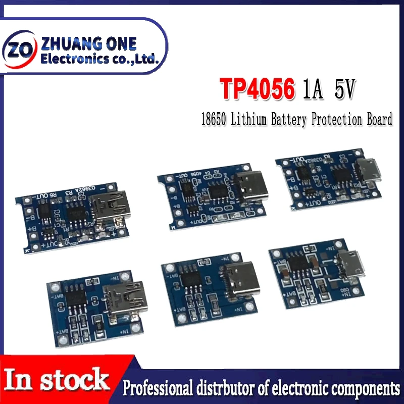 5PCS TP4056 5V 1A 18650 Lithium Battery Protection Board Type-C/Mini/Micro USB Charging Module Charging Board Protection