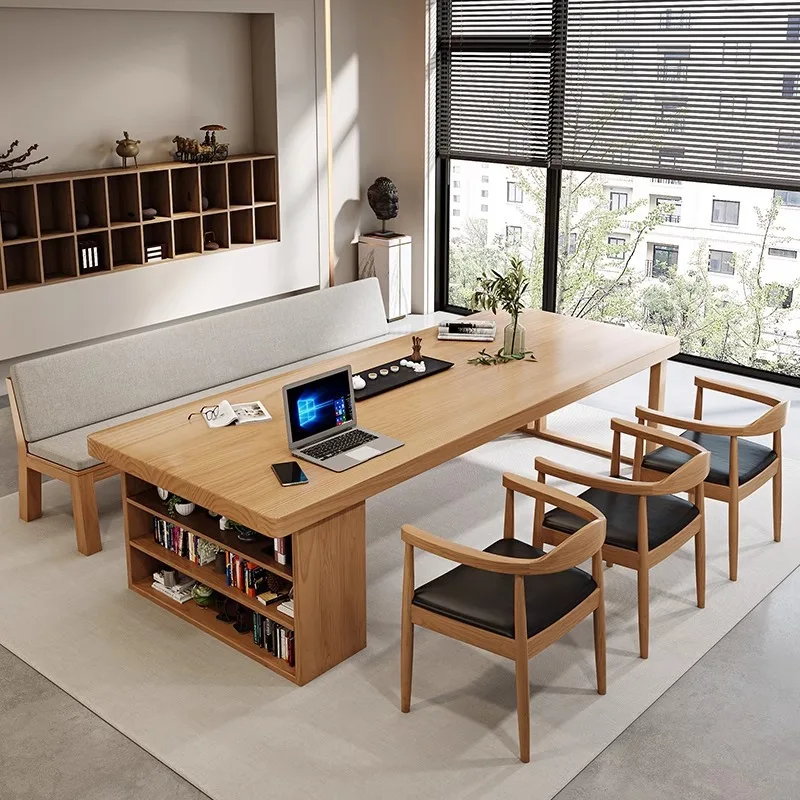 Nordic simple modern solid wood desk long conference table negotiation