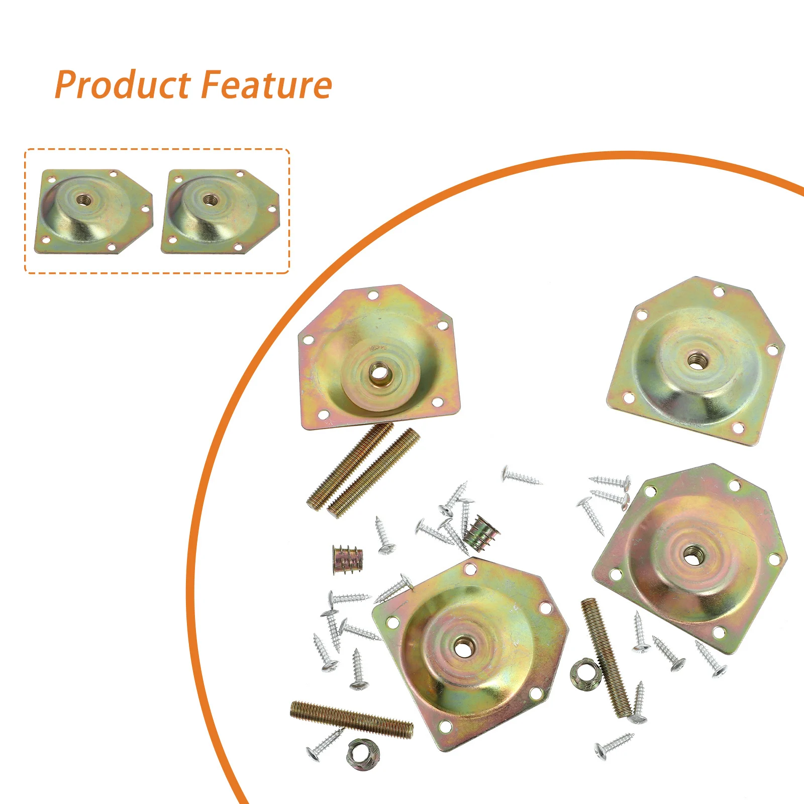 

4pcs Nut Set 70x67mm Zinc Plated Iron Furniture Leg Mounting Plates 12 Degree Angle Connector Hardware Chair Table Bedside