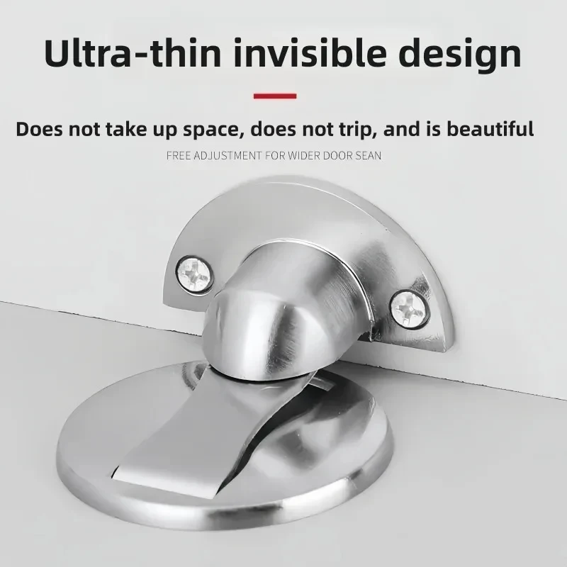 

No-Punch Invisible Magnetic Door Stopper - Stainless Steel Windproof Self-Locking Home Security Accessory