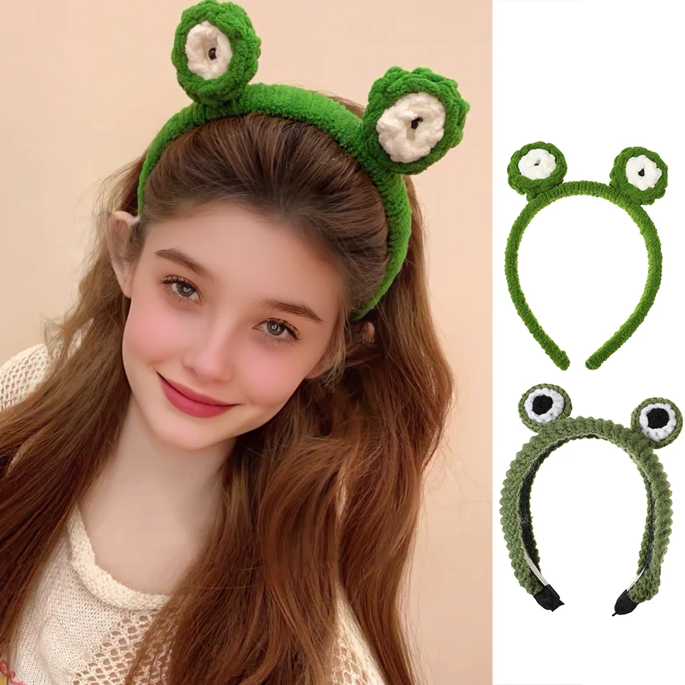 

Вязаная повязка на голову с мультяшными лягушачьими глазами, новые милые аксессуары для волос для девочек на каждый день, модная мягкая повязка для волос