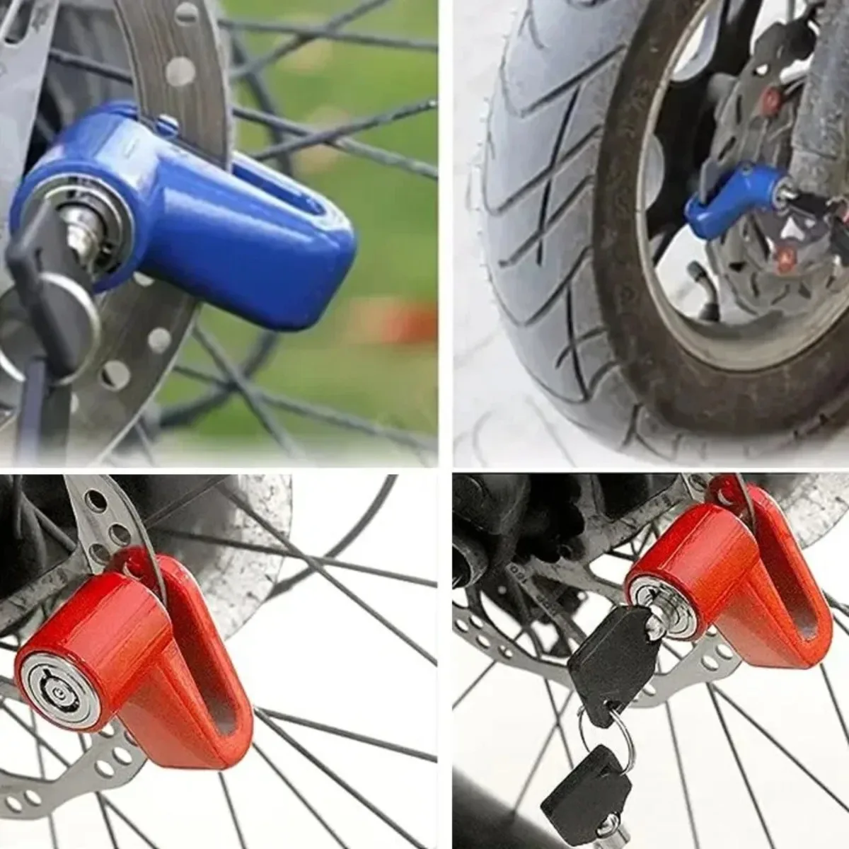 Anti-Theft Motorcycle Disc Brake Lock Safety Wheel Lock Includes 2 Keys Uses For Mountain And Road Bikes view 6