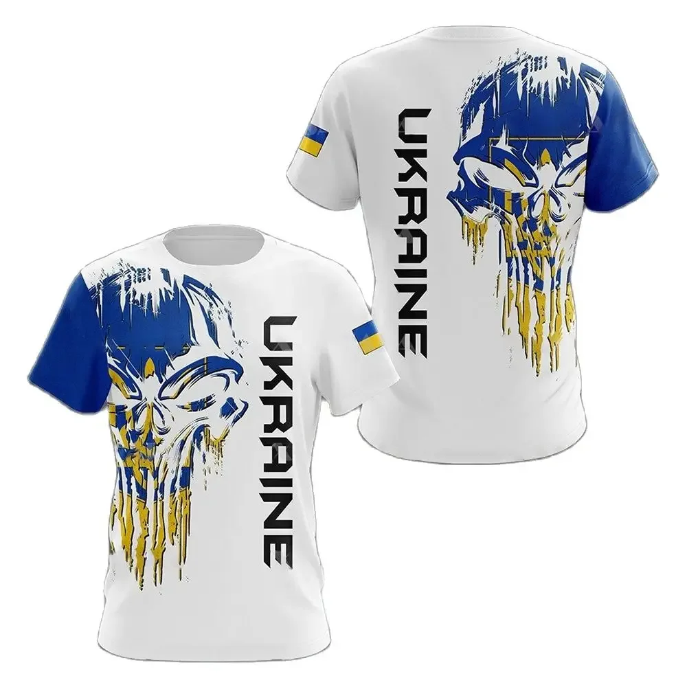 Ukraine Flag Shirt Men's T-Shirt Tops Ukrainian Army Camouflage Short Sleeve Jersey Summer O-Neck Oversized Streetwear Male Tees