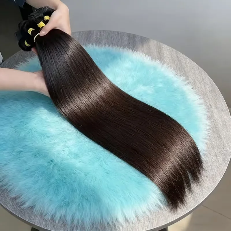 Bone Straight Human Hair Bundles 22 24 26 Inch 15A Double Weft Extensions 3 Bundles Real Human Hair Natural Black For Black Women