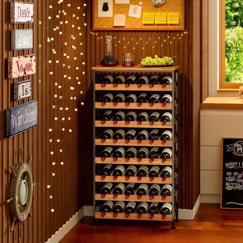 48 bottle capacity floor-to-ceiling wine rack Independent wine bottle storage rack Anti-shaking eight-layer wine display