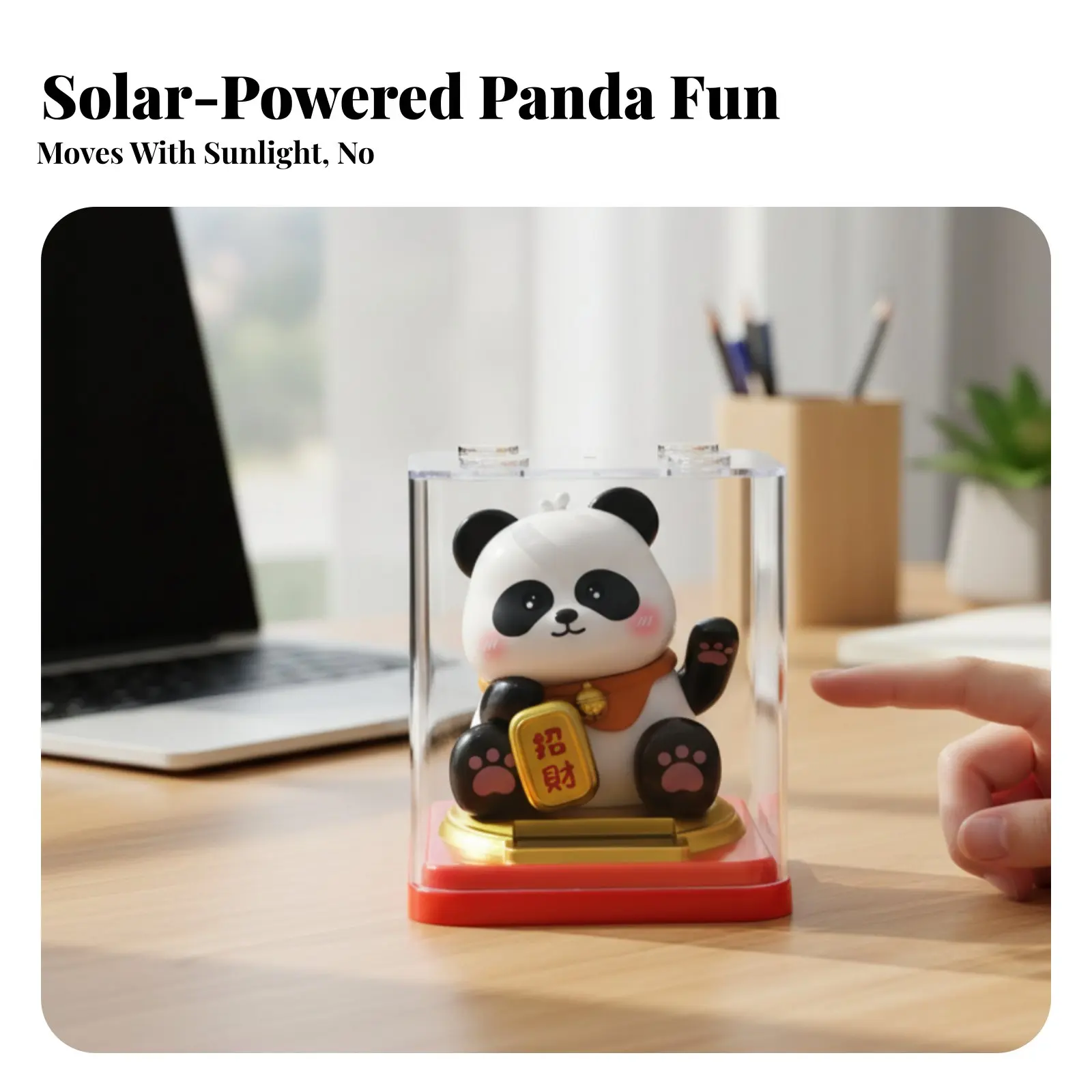 

Солнечная фигурка панды Фэн-шуй, милое мультяшное украшение на удачу, декор для офисного стола, сувенир из Чэнду