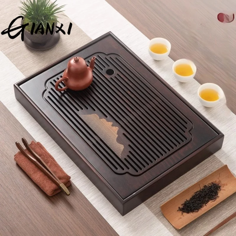 GIANXI 40cm Kitchen Gadget Sets Bamboo Tea Tray Plateau De Service Wood Tray Rectangle Matcha Wooden Tray Coffeeware Teaware