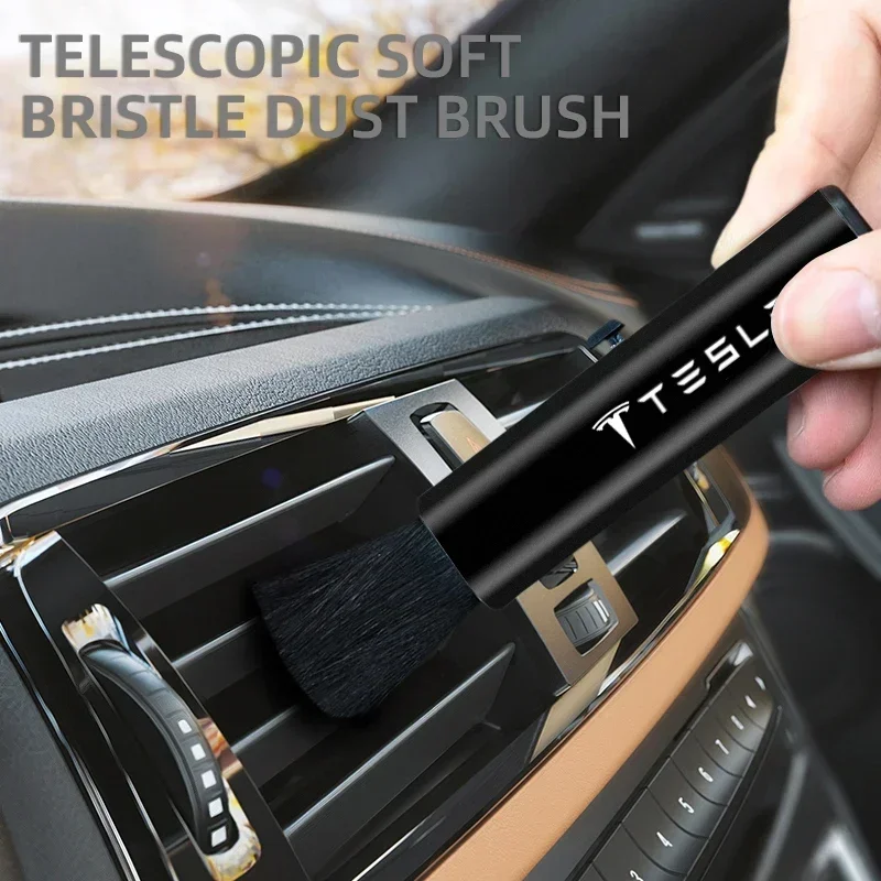 

Car Interior Cleaning Brush For Tesla Model Y S X 3 Roadster P90D Portable Retractable Soft Hair Cleaner Keyboard Dashboard Tool