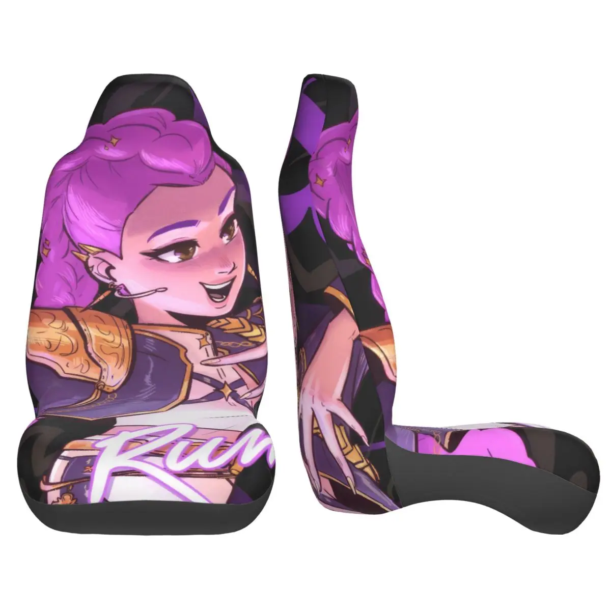 KPop Demons Hunters Huntrix Rumi غطاء مقعد السيارة العالمي حامي الملحقات الداخلية النساء مقاعد السيارة يغطي