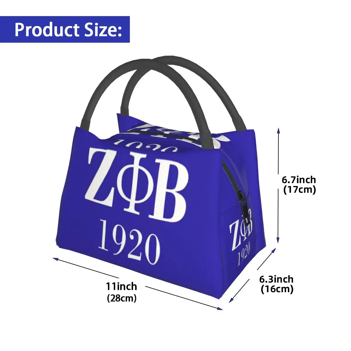 Zeta Phi Beta Sorority Logo Greek Letter 1920 Insulated Lunch Bag for Women Children Portable Food Boxes Thermal Lunch Box Tote