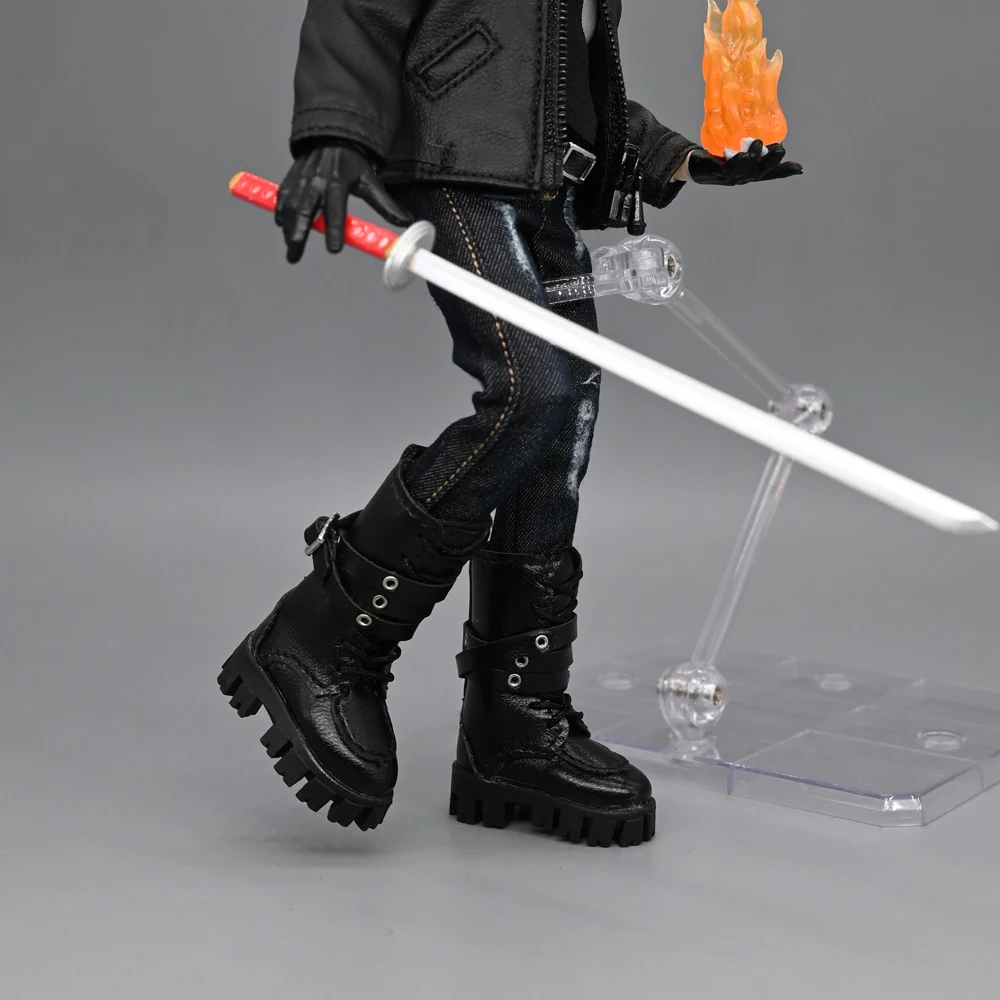 【Keine Abbildung】Handgefertigte weibliche Soldatin im Maßstab 1:12, schwarze Lederstiefel, Schuhe, passend für ASi 3.0 OB24, 15,2 cm große Actionfigur, Modellspielzeug
