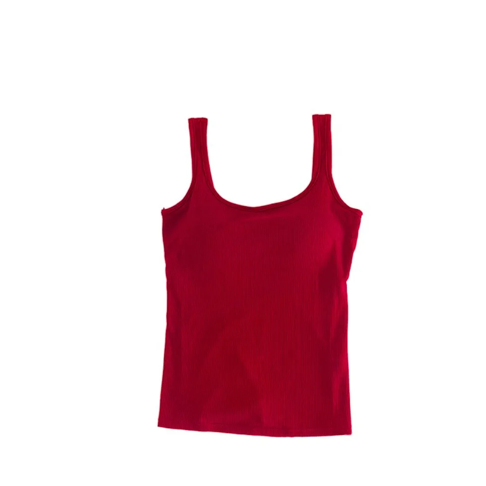 

Soft Square Neck Sleeveless Crop Top Backless Slim Fit Sweet Girl's Tank Top Korean Style Beachwear Camisole with Pads Travel