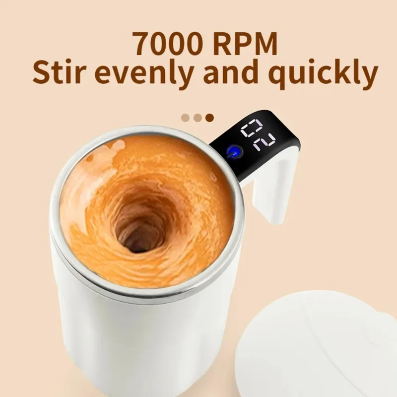380ML Electric Self Stirring Mug Rechargeable Stainless Steel Automatic Mixing Cup with Magnetic Spinner for Coffee Milk Tea