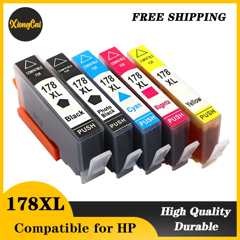 NEW 5PCS Compatible Ink Cartridge for HP 178 for HP178 178XL Photosmart 5510 5515 6510 7510 B109a B109n B110a Printer