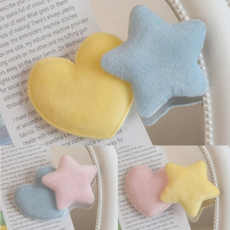 Star Heart Hair Clip Mini Heart Sweet Star Hairpins Star Decorative Headwear Plush Hair Pins Clip Barrettes