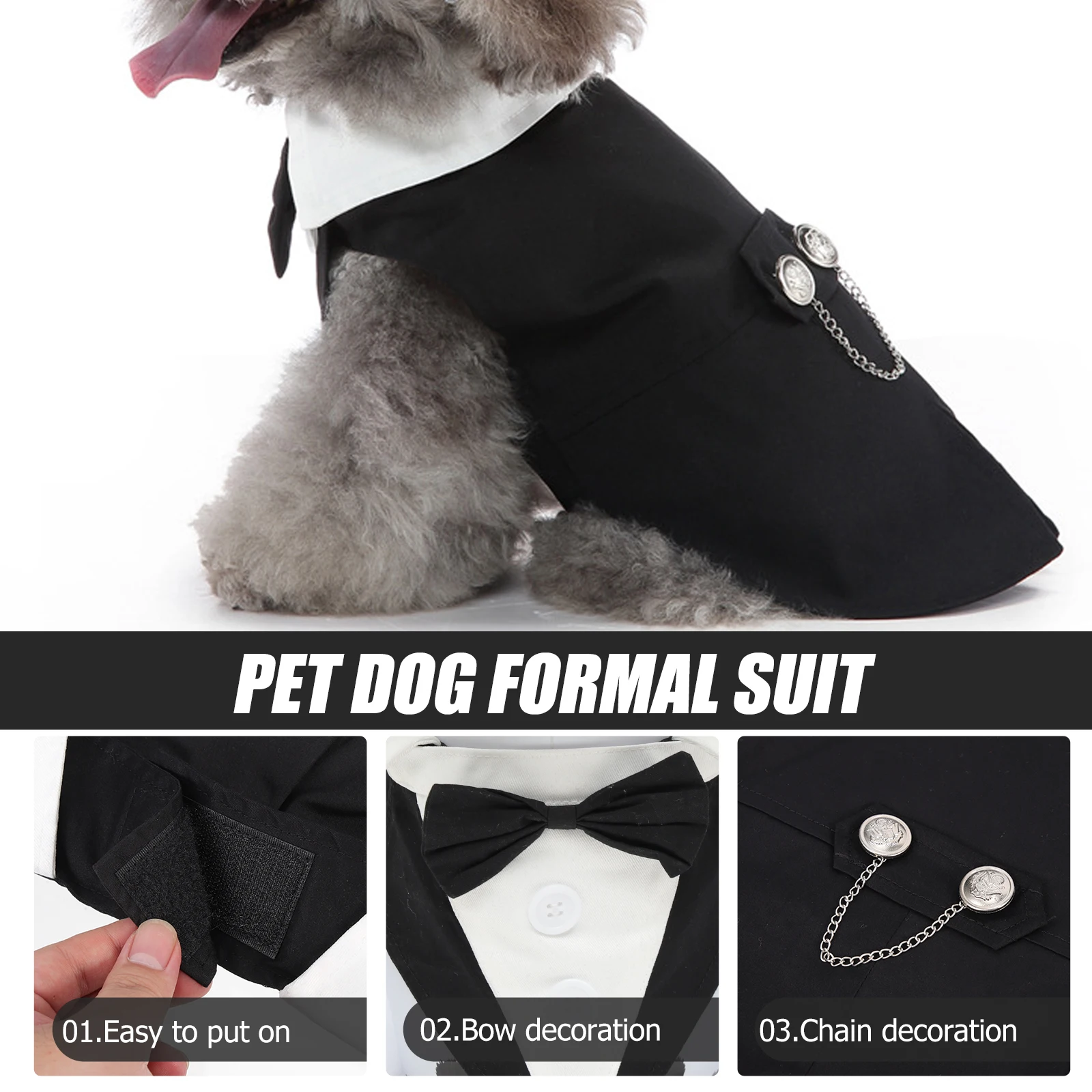 

Gentleman Dog Attire Pet Dress Clothes Apparel Fashion Portable Formal Costume Suit