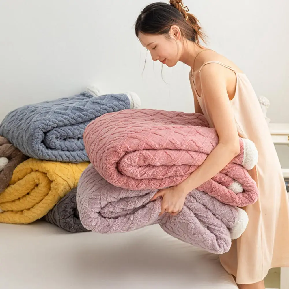 Sherpa Blanket Double Layer Thick Warm Blanket Winter Bed Soft Plush Blanket Office Lunch Break Air Conditioning Accessories