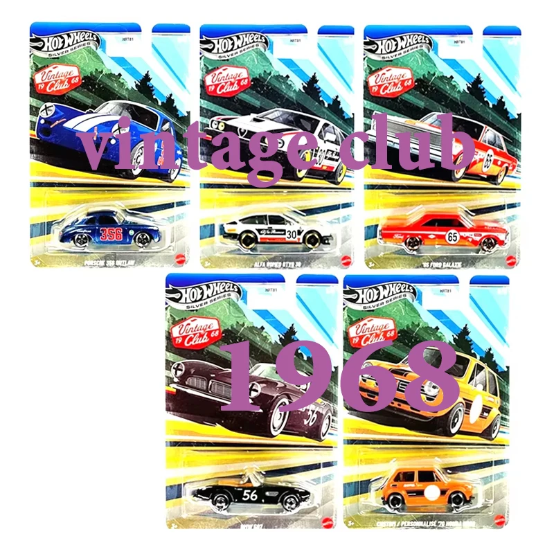 Hot Wheels Original Vintage Club 1968, Coche de Aleación Personalizado, Honda, Alfa Romeo, Ford Galaxie, BMW, Porsche, Juguetes para Niños, Modelos 1/64