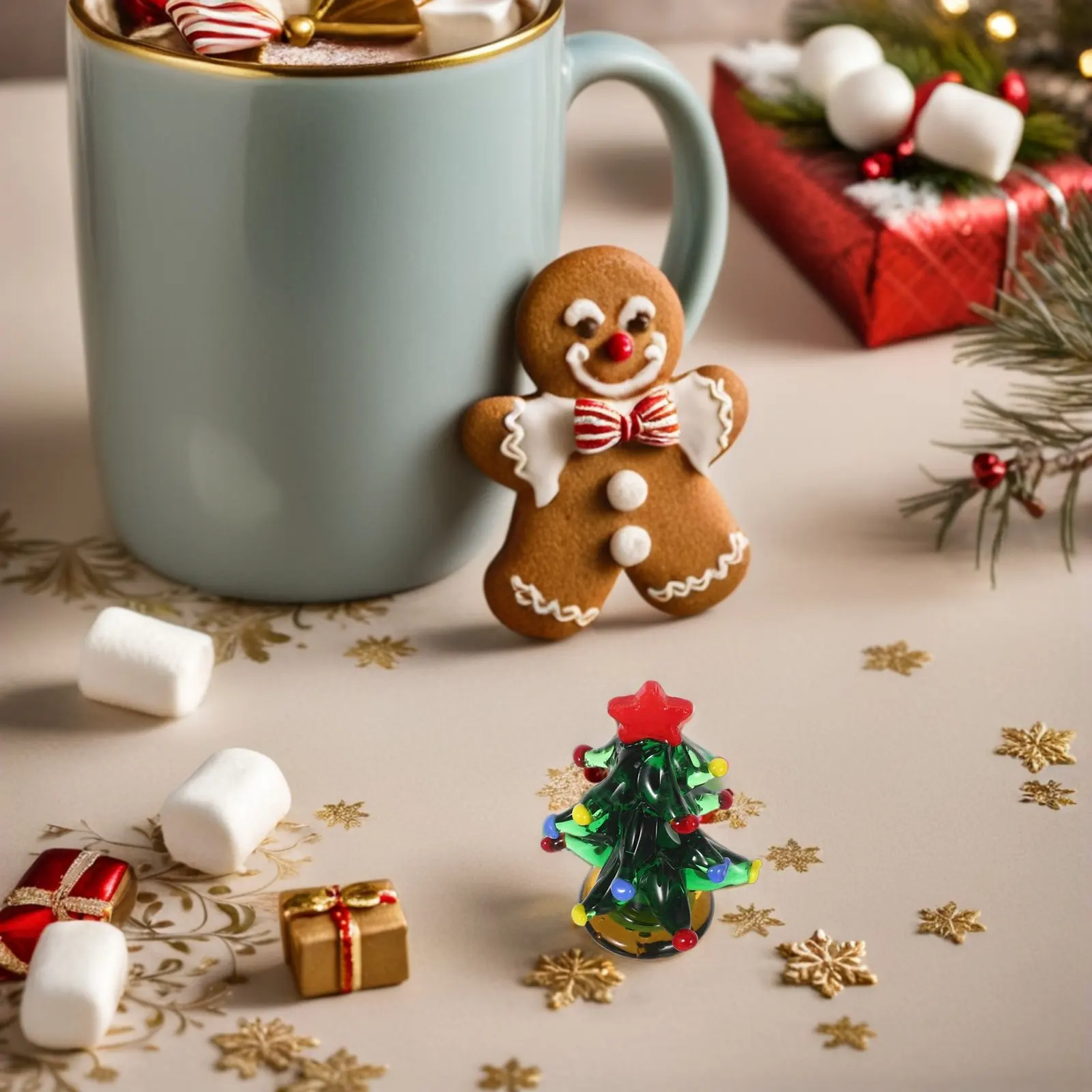 Mini Glass Christmas Tree Ornament – Tabletop Holiday Decor for Home, Office & Car