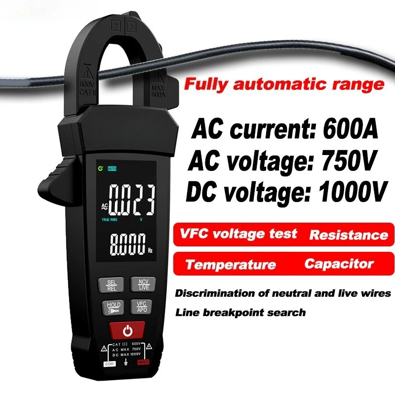 Digital clamp meter High precision multi-function intelligent anti-burn electrician special clamp current multimeter