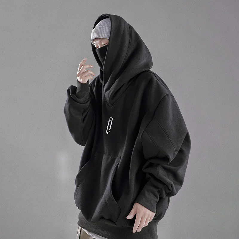 

2024 Hip Hop Retro Hooded High Neck Sweater Men's Spring and Autumn Loose Street Jacket Sweatshirt