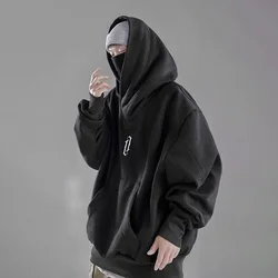 2024 Hip Hop Retro Hooded High Neck Sweater Men's Spring and Autumn Loose Street Jacket Sweatshirt
