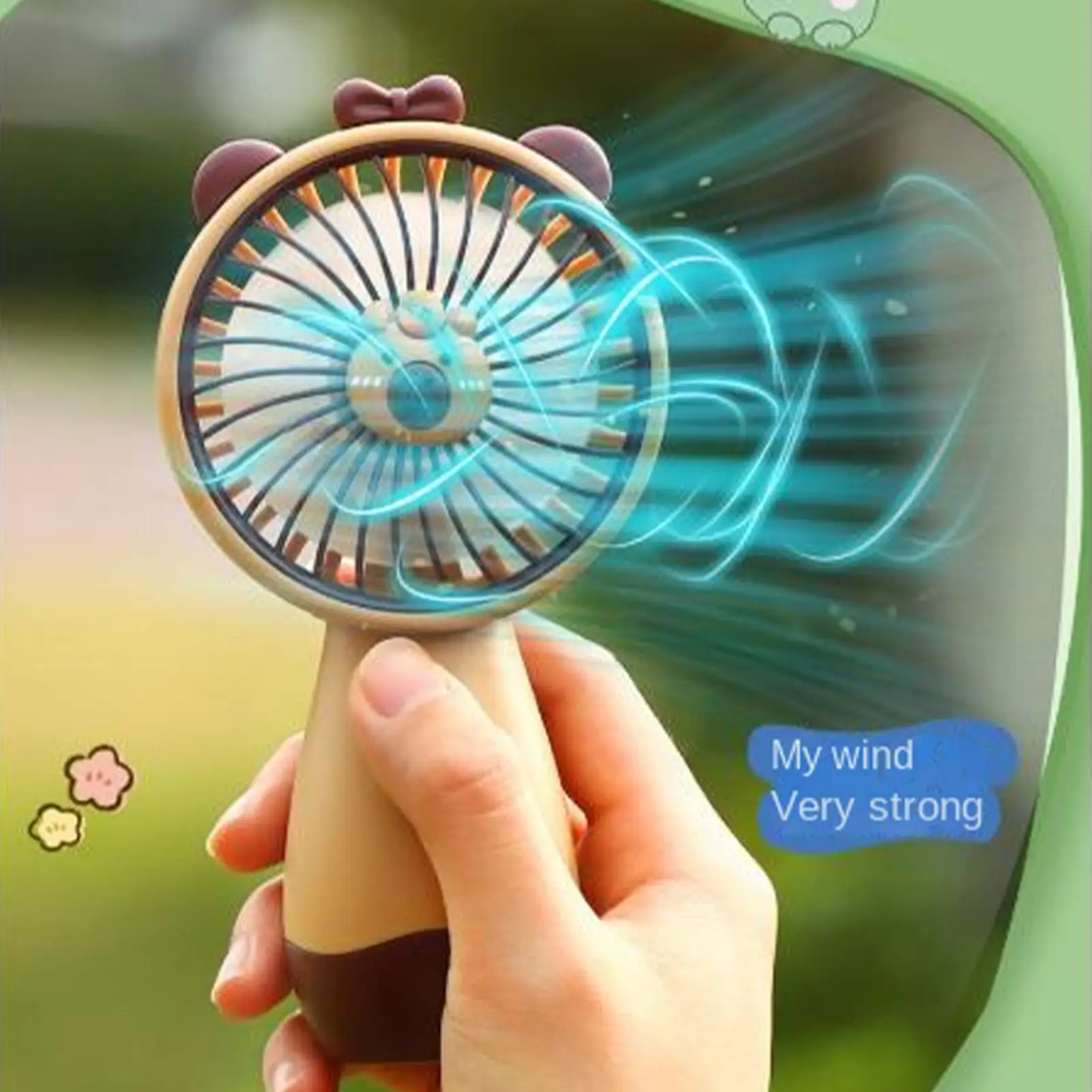 Handheld Fan USB Rechargeable Cute Capybara Cartoon Personal Mini Fan 3 Speed Powerful Portable Cooler for Summer Travel