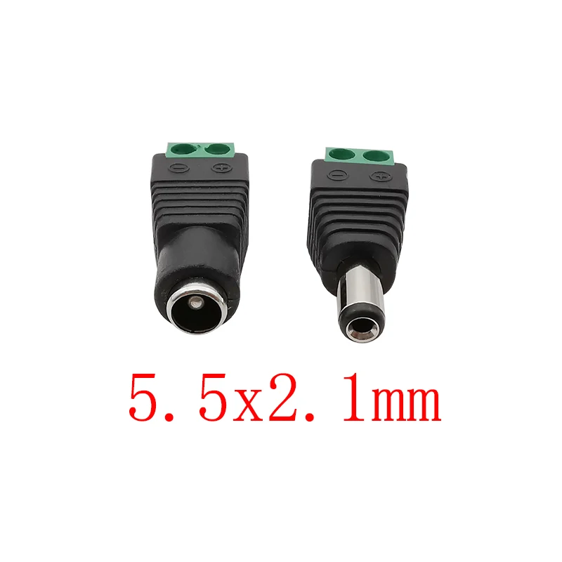 5/10Pcs DC 12V Male Female DC Power Plug 5.5mm x 2.1mm / 5.5x2.5mm Jack Socket Connector Adapter For LED Strip Light CCTV Camera