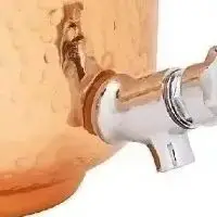 Pure Copper Water Dispenser Container Pot With 2 Glass Rollers - 6.5 Liters (brown) - Set Of 3 Pieces