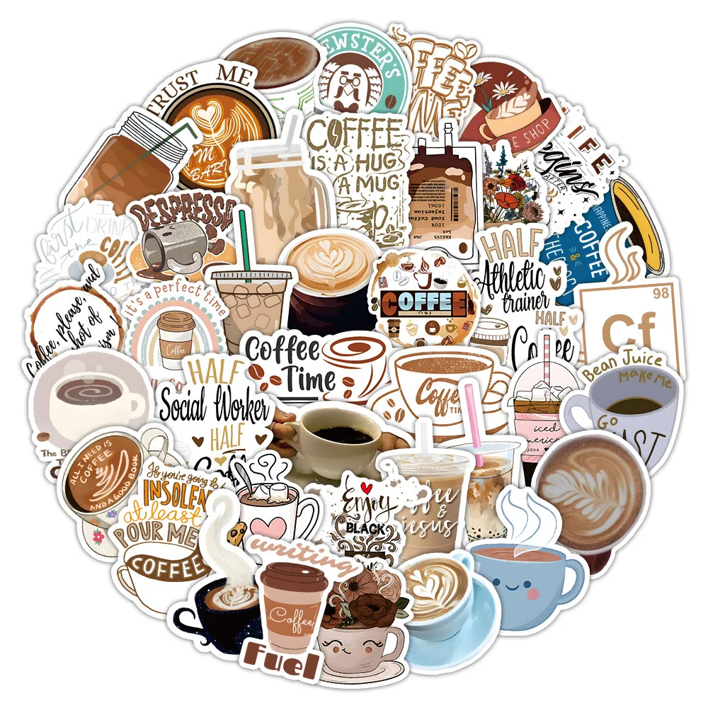 60 Stück Vintage Kaffee Graffiti Aufkleber Gepäck Box Notebook Skateboard Wasser Tasse wasserdichte Aufkleber