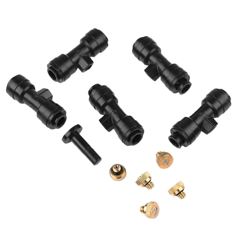 

1 Set Of Nozzles, Spray Cooling Kit Garden Irrigation Low Pressure Adder PE,Brass