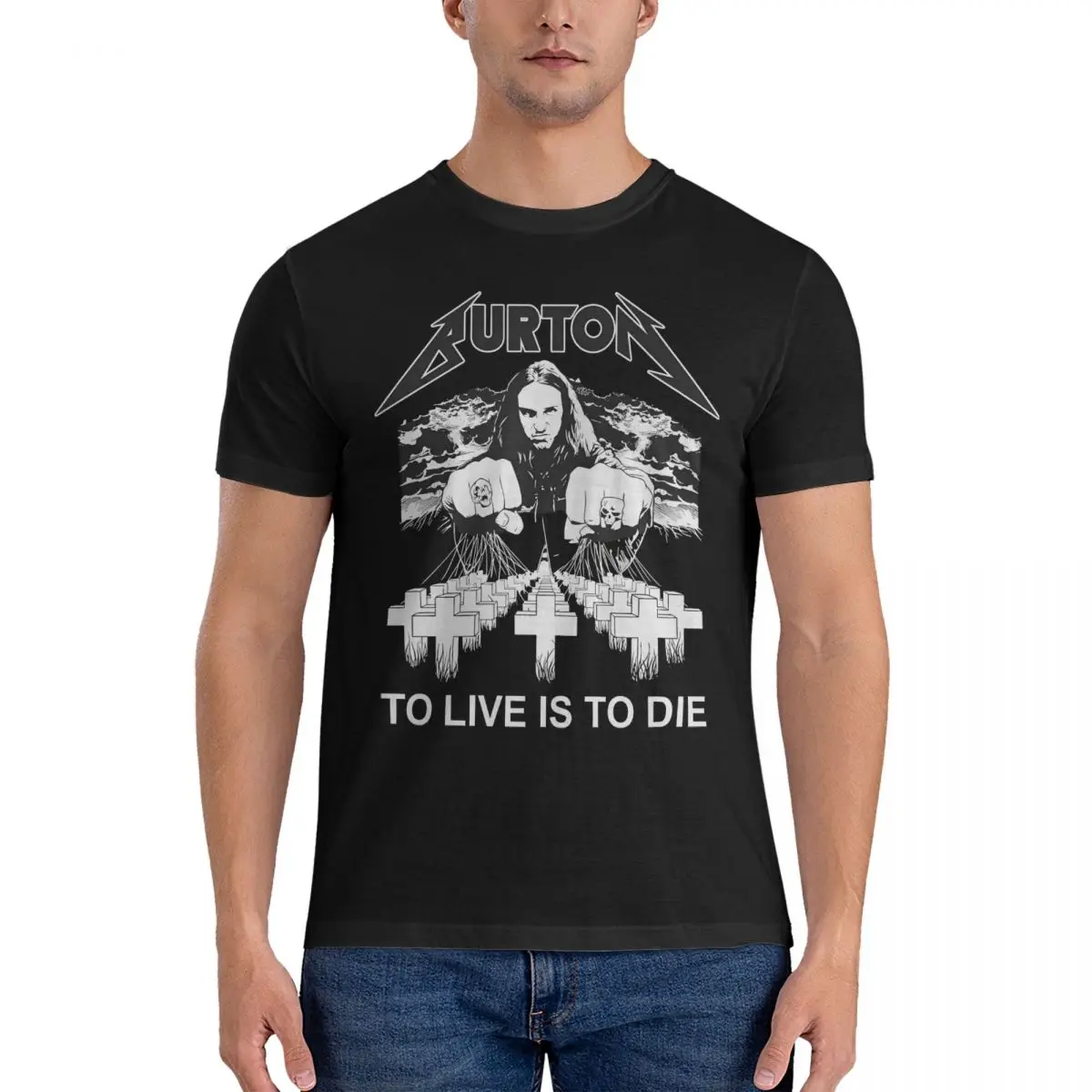 To Live Is To Die Album Men's T Shirts Cliff Band B-Burton Casual Tees Short Sleeve Crew Neck T-Shirt Pure Cotton 6XL Clothes