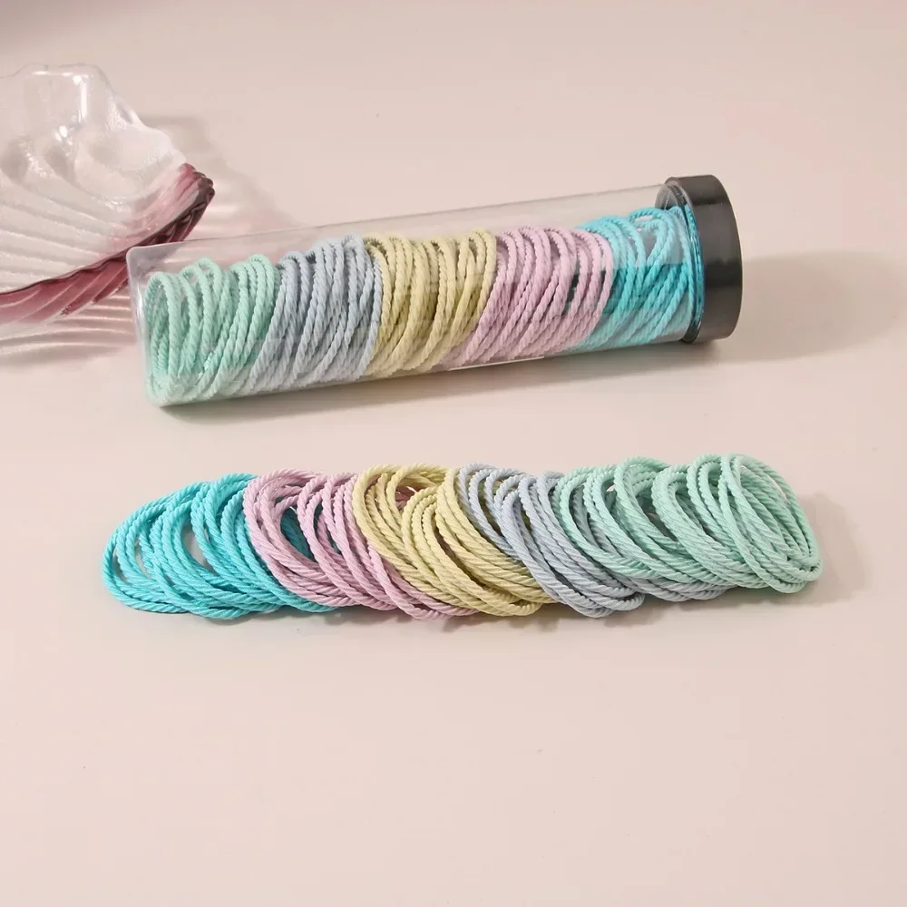 100pcs Colorful Braided Spiral Elastic Hair Bands for Women Girls Solid Color Thin Rubber Bands Scrunchie Hair Rope Head Band