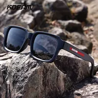 Gafas de sol polarizadas de calidad KDEAM para hombre, gafas de Montañismo de estilo cuadrado con estuche con cremallera, tonos Vintage, talla L